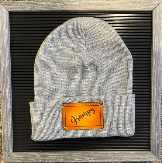 Personalized Leather Patch Beanie (One Size Fits Most)