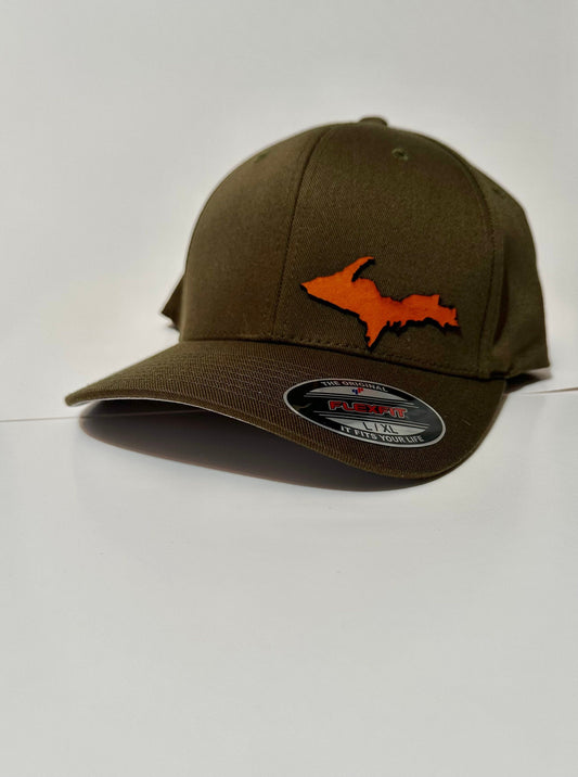 Michigan Upper Peninsula Leather Patch Flex Fit Hat